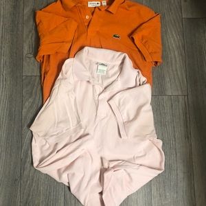 Lacoste mens polo shirts orange and pink size 4